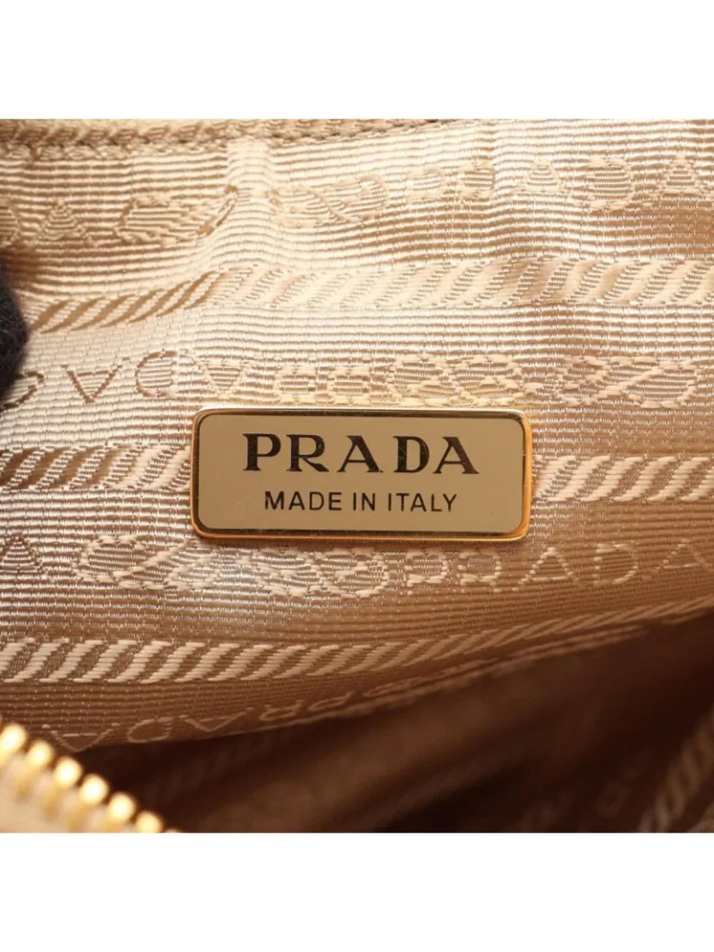 Prada Shoulder Bag Triangle 2-Way Beige White Canvas Leather Logo - Picture 4 of 8